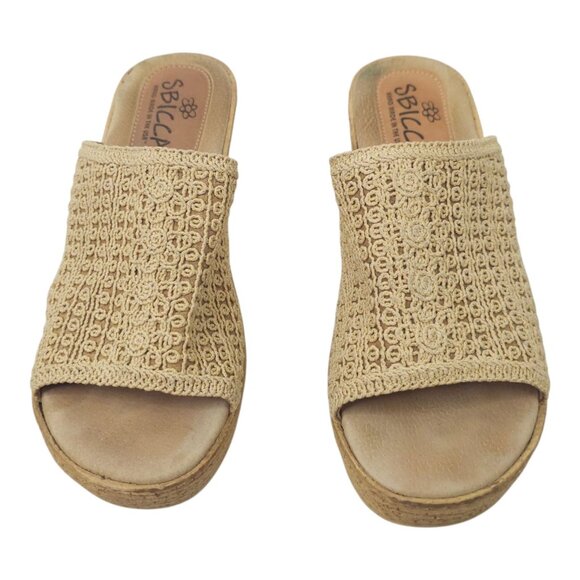 Sbicca Platform Wedge Slide Sandal 10 Espadrille Casual Slip On Tan Natural - Picture 5 of 16
